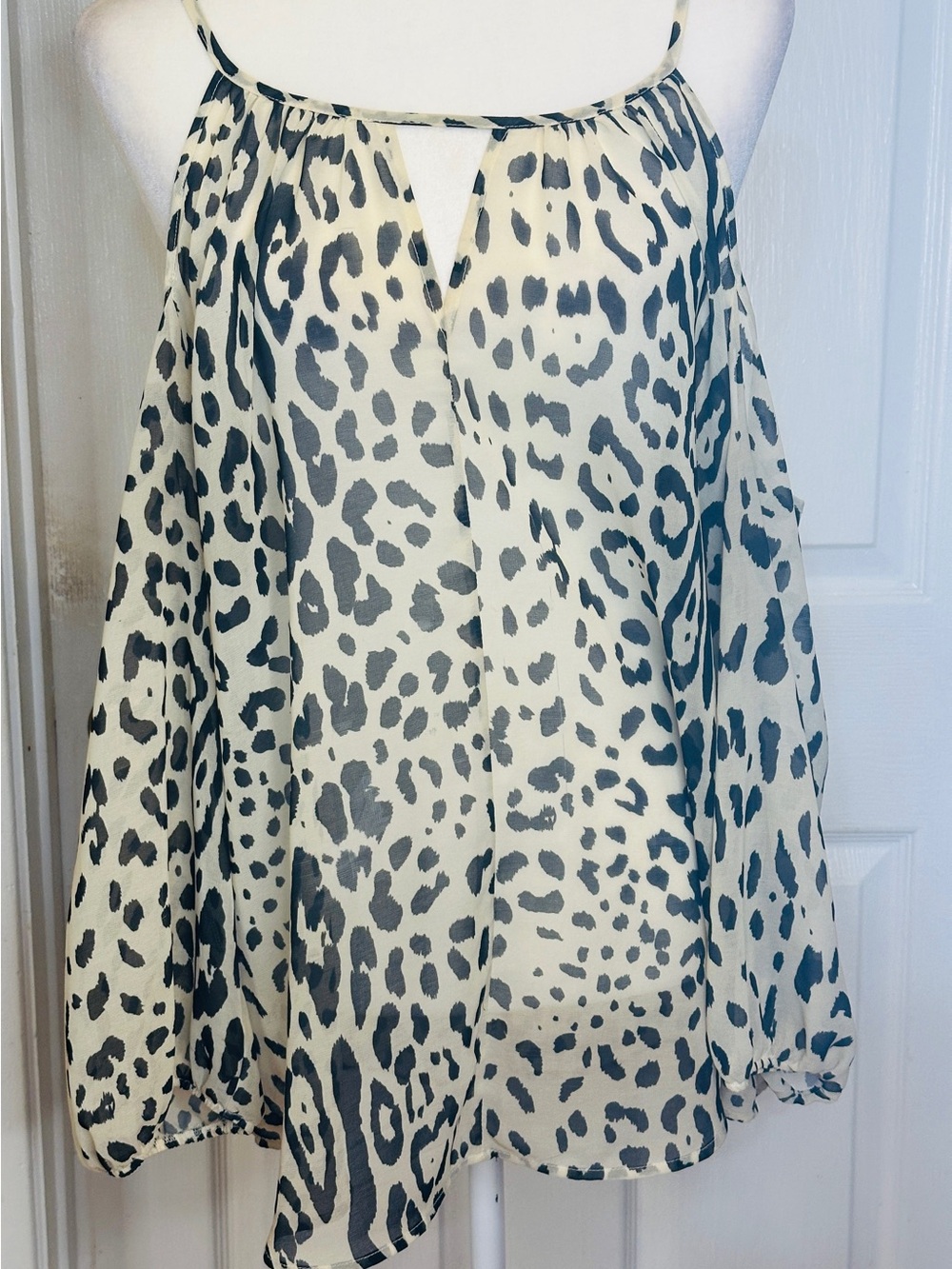 City Streets Top Leopard Animal Print Cold Shoulder Long Sleeve XL